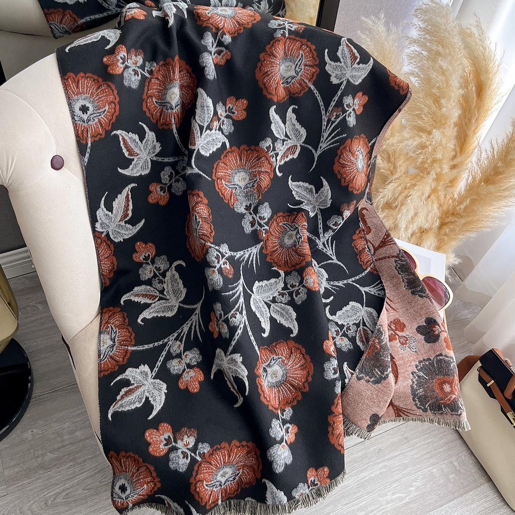 Dandelion Autumn And Winter Imitation Cashmere Scarf Women'S Winter Double-Sided Thickened Neck Protection Scarf Air Conditioner Cape