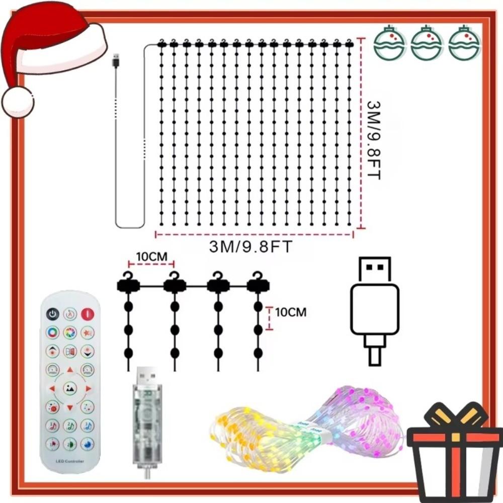 Новые RGB Умные Гирлянды для Штор Синхронизация с Музыкой Управление через Приложение и Пульт ДУ Светодиодные Гирлянды для Вечеринки на Новый Год
