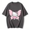 2026 New Arrival Kawaii Hello Kitty Butterfly Print Couple T Shirts Casual Loose Family Matching Outfits Parentchild Tees Tops