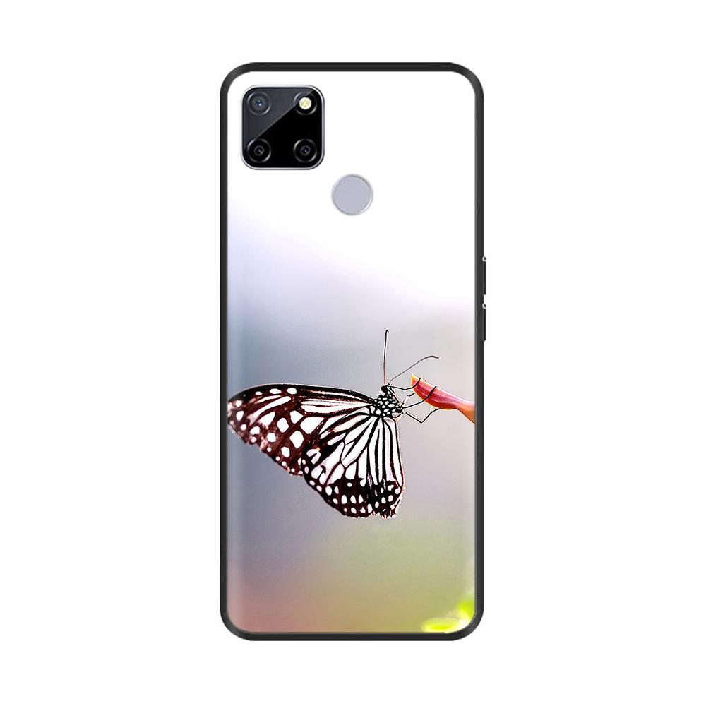 Чехол для Realme C25 C25s Мягкий Милый Чехол для OPPO Realme C25Y C21Y Силиконовый Черный ТПУ Чехол для Телефона Для OPPO Realme C21 Цветочный Чехол