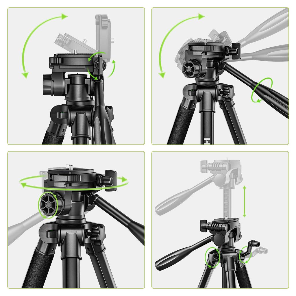 Huepar Professional Laser Level Tripod for Laser Levels 146cm Adjustable Distance Thread 10kg Weight and Phone Holder – Stand, Heavy-Duty Measurement,