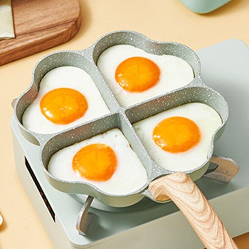 Four Hole Frying Pan Non Stick Egg Frying Pan Creative Heart Shaped Easy Clean Egg Cooker Omelet Pan Gift Cook