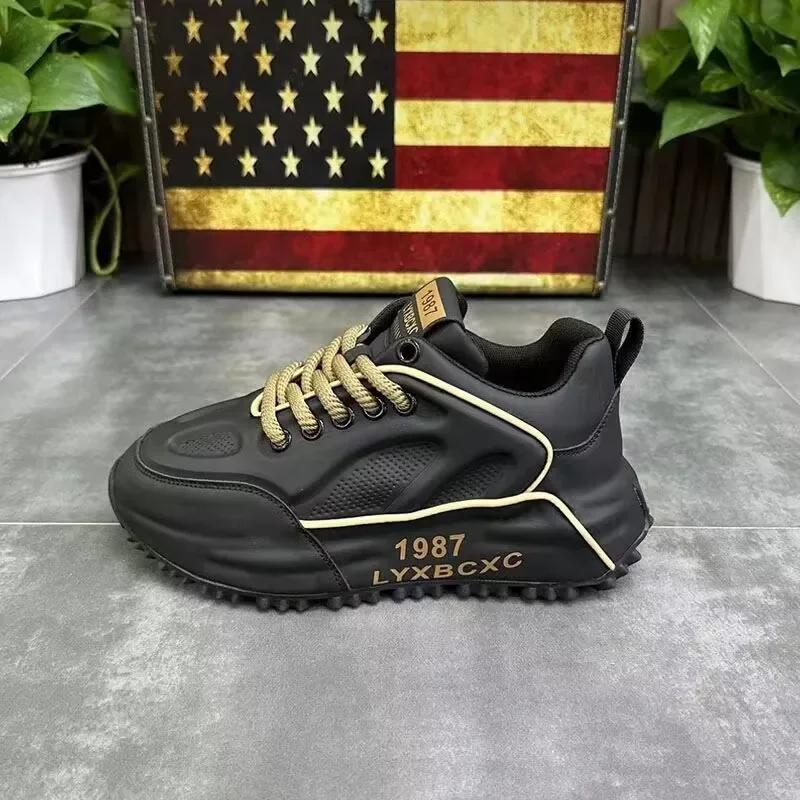Мужские дизайнерские кроссовки Chunky Sneaker, модные повседневные туфли из натуральной воловьей кожи с увеличенной внутренней платформой