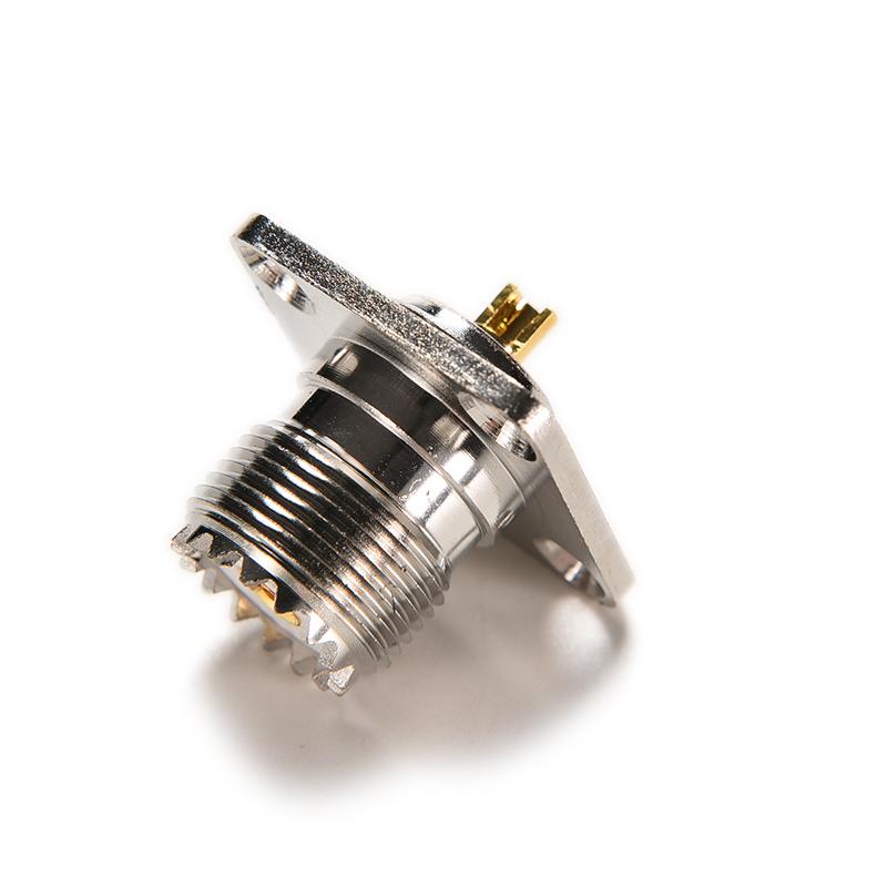 1Pc SO239 UHF Female Jack 4-hole 25mm Female Jack Socket Chassis Panel Mount Connector 4hole Flange Coax Adapter Fast Delivery
