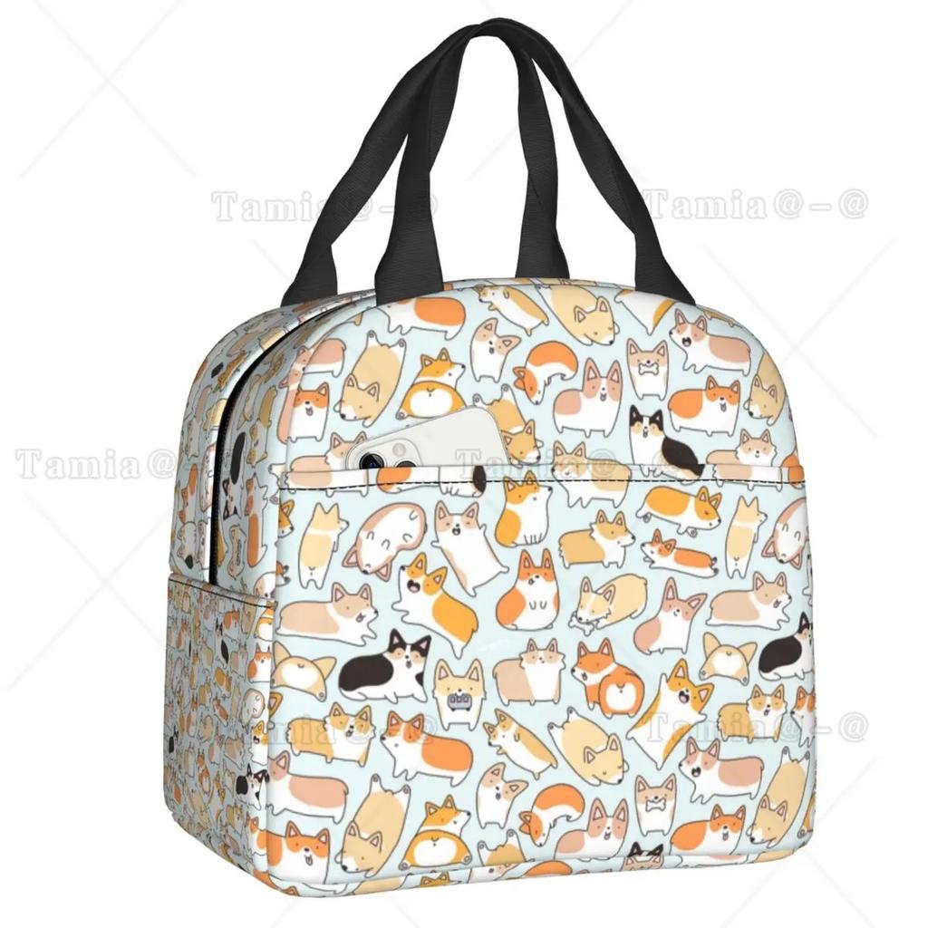 Кофе Welsh Corgi Dog Многоразовые ланч-боксы для женщин Водонепроницаемый охладитель Термосумка для еды Изолированная сумка для обеда для детей Школьники