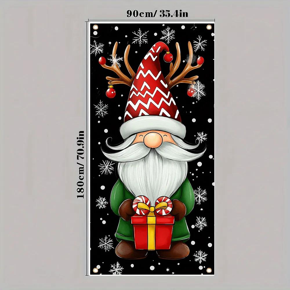 Banner De Decoración 180 × 90cm Gnomo Navidad Para Puerta