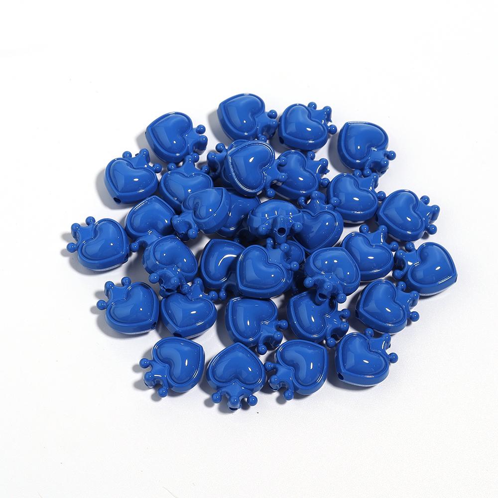 10Pcs 19x17mm Acrylic Beads Colorful Crown Heart Shaped Loose Beads For DIY Cute Bracelet Phone Chain Jewelry Accessories