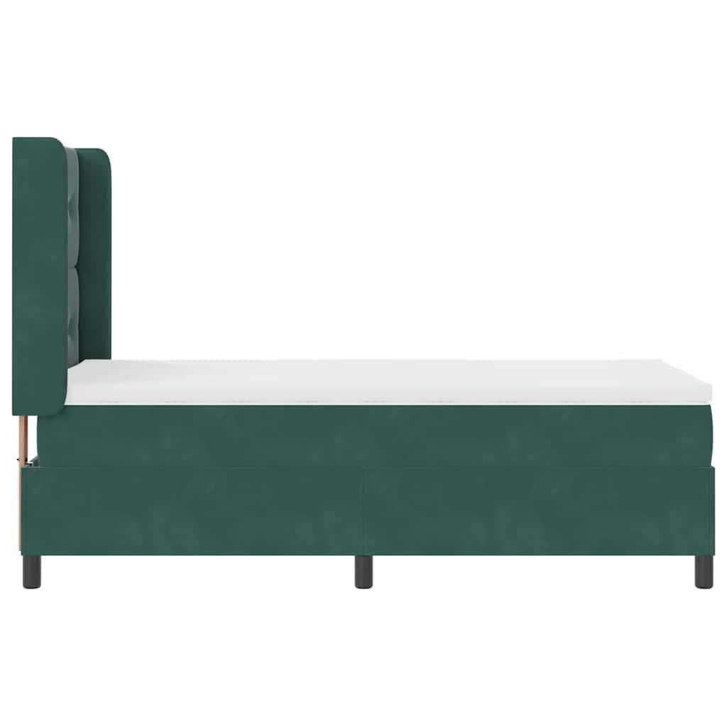 LED Box Spring Bed with Mattress Dark Green Velvet