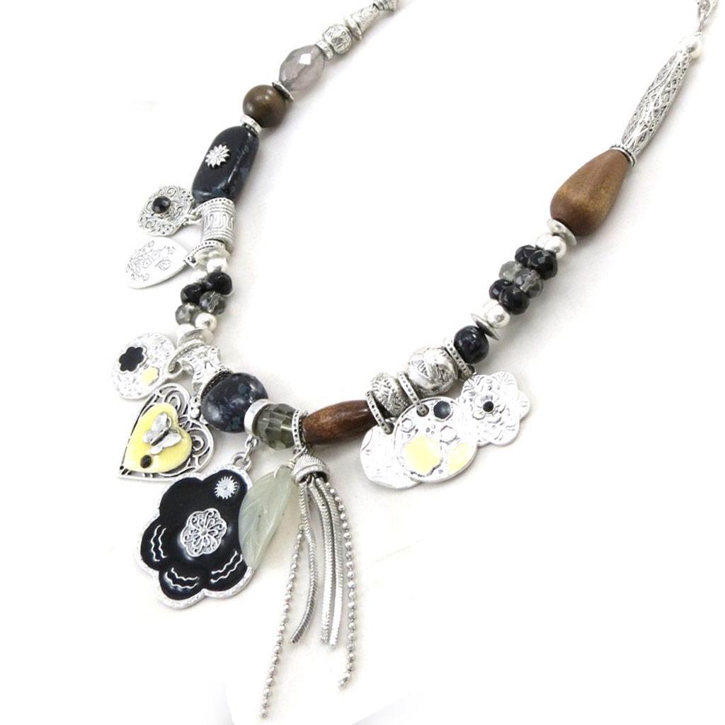 Les Trésors De Lily [C5323] - Дизайнерское колье «Бабушка», черное