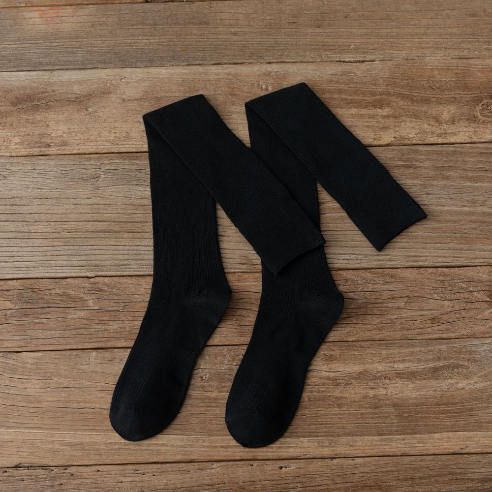 Женские чулки в японском стиле, длинные носки для школьниц в студенческом стиле, хлопковые вязаные однотонные чулки до бедра