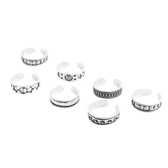 7 шт. Кольца на палец с луной и звездой, открывающиеся ювелирные изделия, богемные гальванические кольца на палец для пляжа