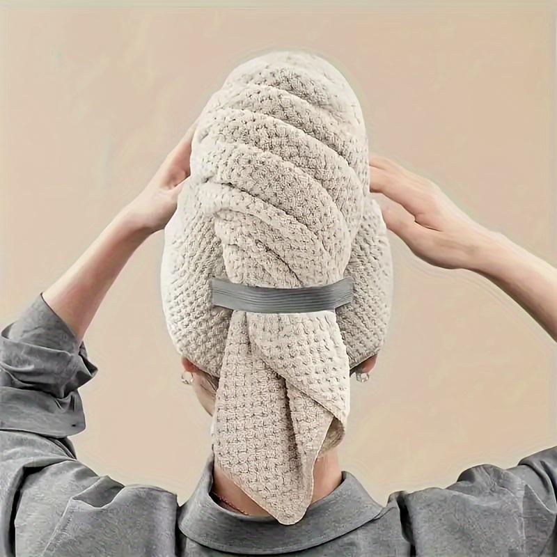 Большое однотонное влагопоглощающее полотенце для сушки волос из микрофибры, полотенце для волос с эластичным ремешком, мягкое быстросохнущее полотенце