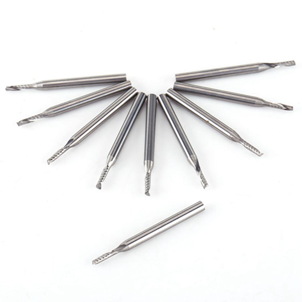 10pcs 1 8   Shank Tungsten Carbide End Mill CNC Engraving Tools Single Flute Spiral Bit