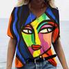 3D Digital Printed Short Sleeved Top for Women Fashionable  Casual Street Women V-neck T-shirt T-Shirts (women’s)