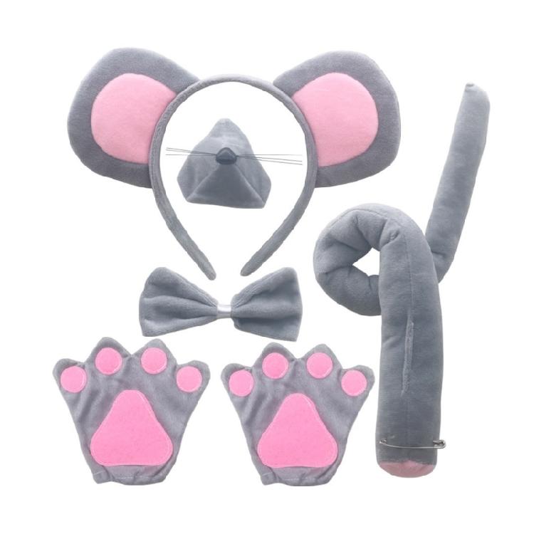 Little-Mouse Costume Accessories Set Mouse Ears Headband,Bowtie,Nose,Gloves Tail
