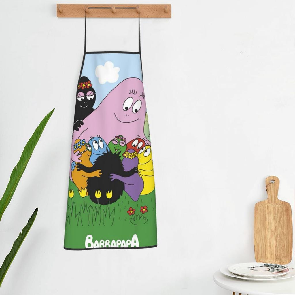 DE Kleine Dikke Barbapapa Cartoon TV Show Apron Chef Cooking Cuisine Tablier Bib Kitchen Cleaning Pinafore for Unisex Painting