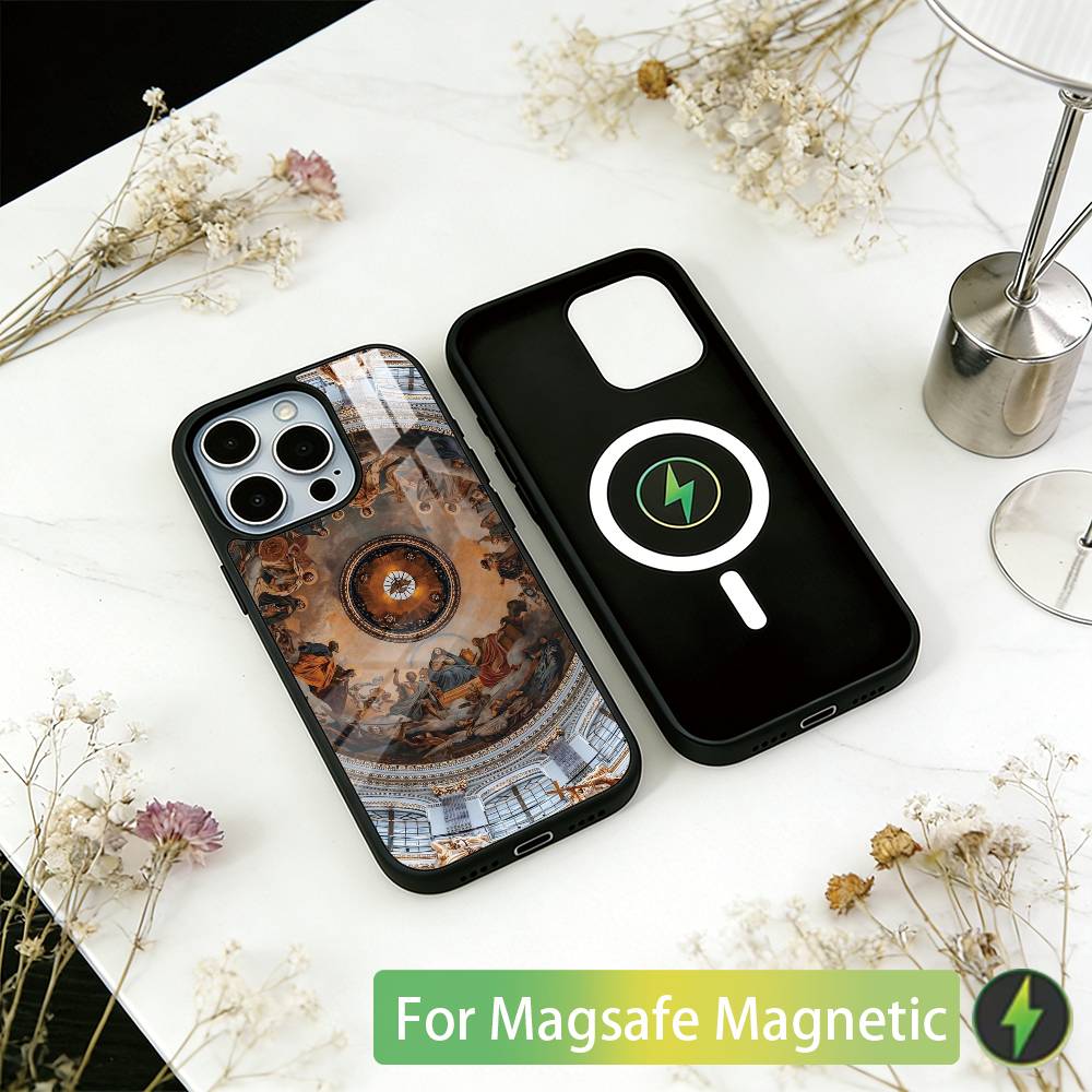 Классический Эстетический Арт Чехол Для Телефона Для iPhone17,16,15,14,13,12,11 Plus,Pro Магнитный Для Magsafe Беспроводной Зарядки