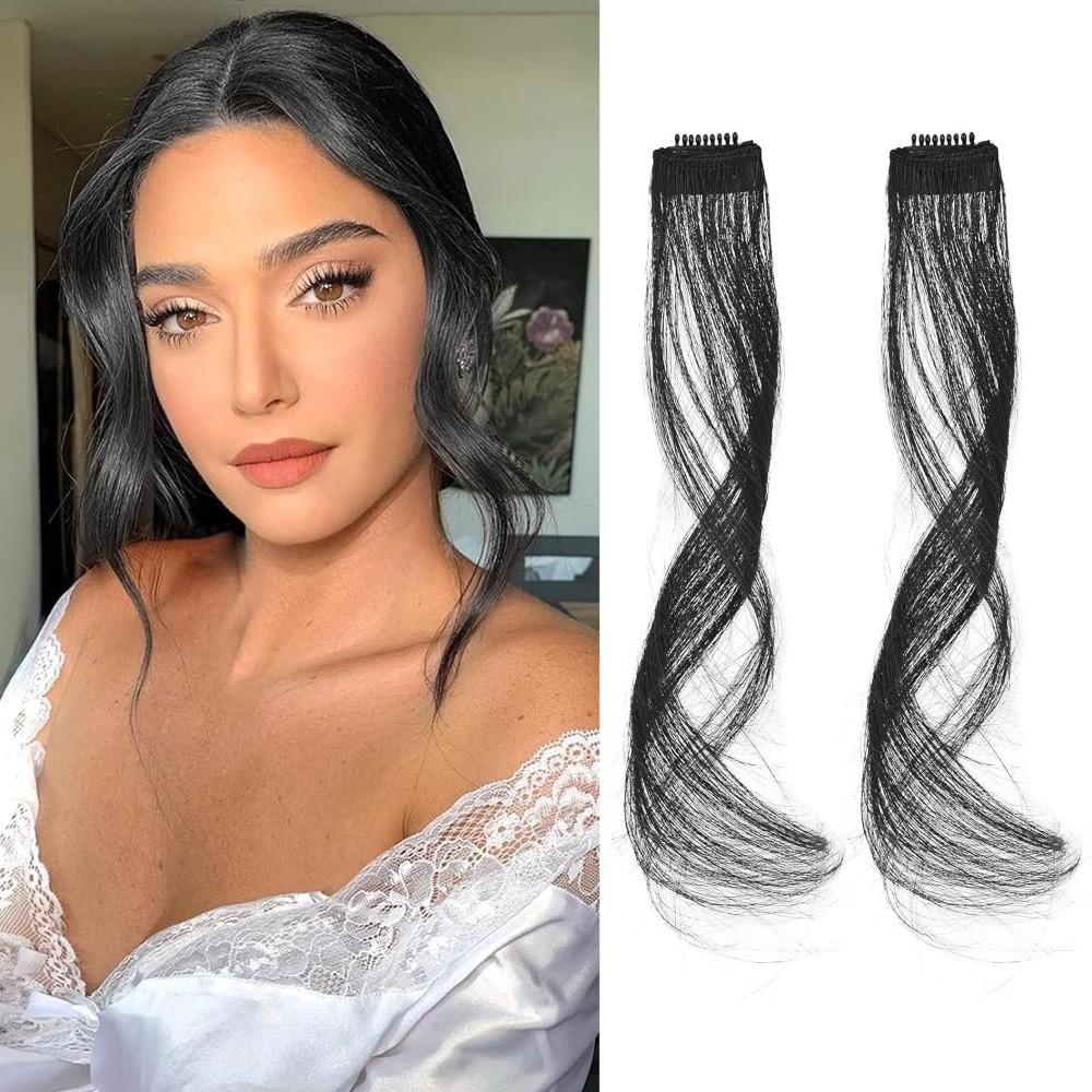 Heat Resistant Side Parting Curved Bangs - Dragon Beard Bangs Pair for Women
