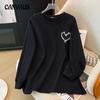 Spring and Autumn Plus Size Women's Korean Sweatshirt Shiny Diamond Love Decoration Long Sleeve Pullover