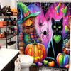 Halloween Cats Pattern Bathroom Shower Curtain With 12  Hooks Home Bathroom Decor And Accessories