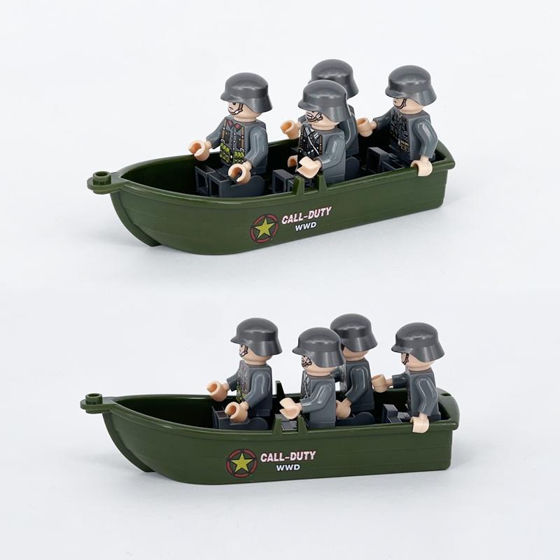 Солдаты, морская пехота, камуфляжная лодка, военные строительные блоки, аксессуары для минифигурок, игрушки «сделай сам», мини-резиновая лодка, модель лодки, кирпичные игрушки для детей