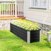 Raised Steel Garden Bed, Planter, Flower Box, Flower Pot with Gloves, Gray, 183 x 47 x 40 cm