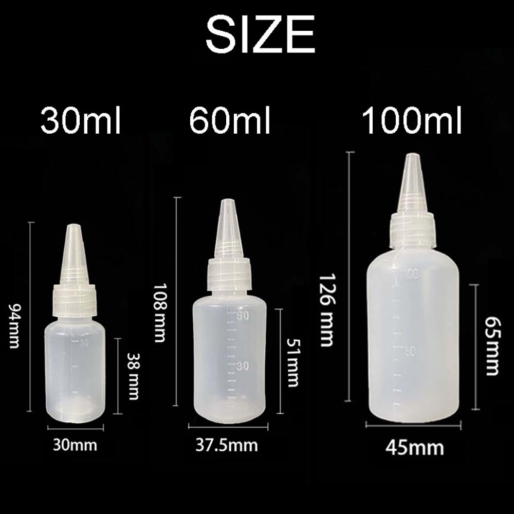 Dispenser with Screw-On Lids Oil Dropper Bottles Glue Bottles Refillable Bottles Pigment Container