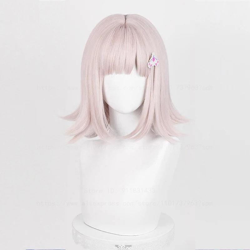 Высококачественный парик для косплея Nanami ChiaKi, короткий серый, розовый, с термостойкими синтетическими волосами, для вечеринки в стиле аниме на Хэллоуин + шапочка для парика