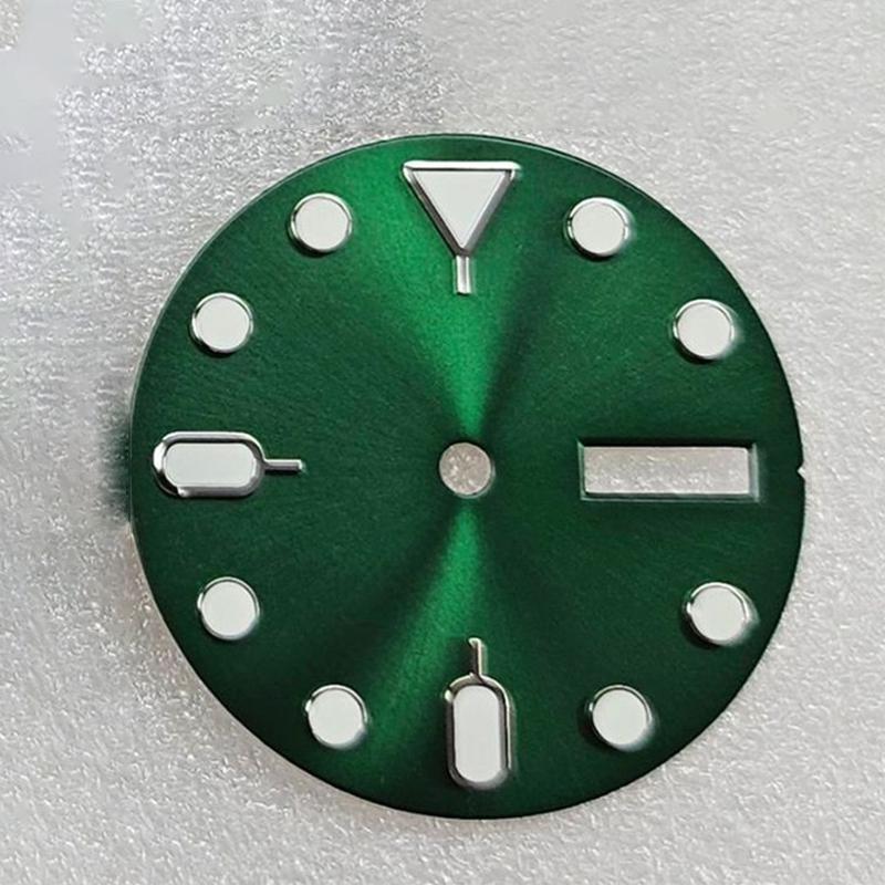 1PC 28.5mm Green Luminous Dial Watch Dial for NH36 Movement Dual Calendar Watch Faces for Men Accessories
