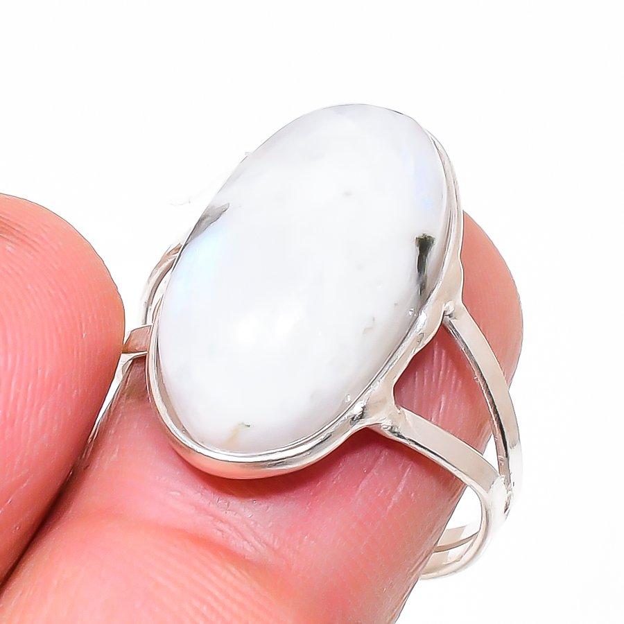 Moonstone Handmade 925 Sterling Silver Jewelry Ring Size 8.5 B1e87