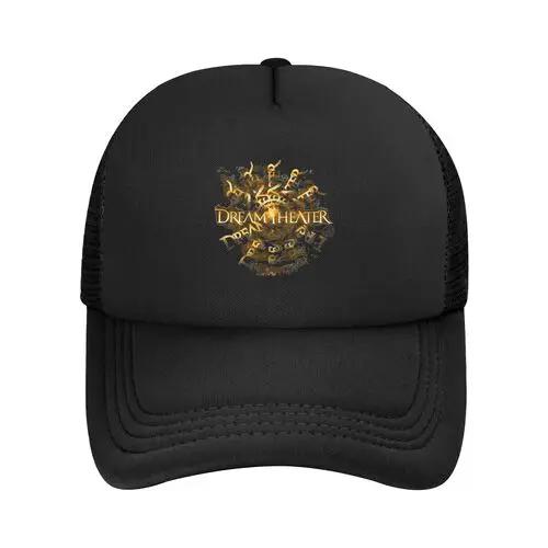 Black Dream Theater Logo Mesh Baseball Cap Unisex Fashion Hat Hat Adjustable Polyester Trucker Cap Wholesale New Trucker Caps