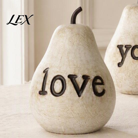 Decorative Table Ornaments Love/You/Mom Pear Sculpture, Resin Figurine, Vintage Style Living Room Accent Pieces Mother Birthday Ornament for