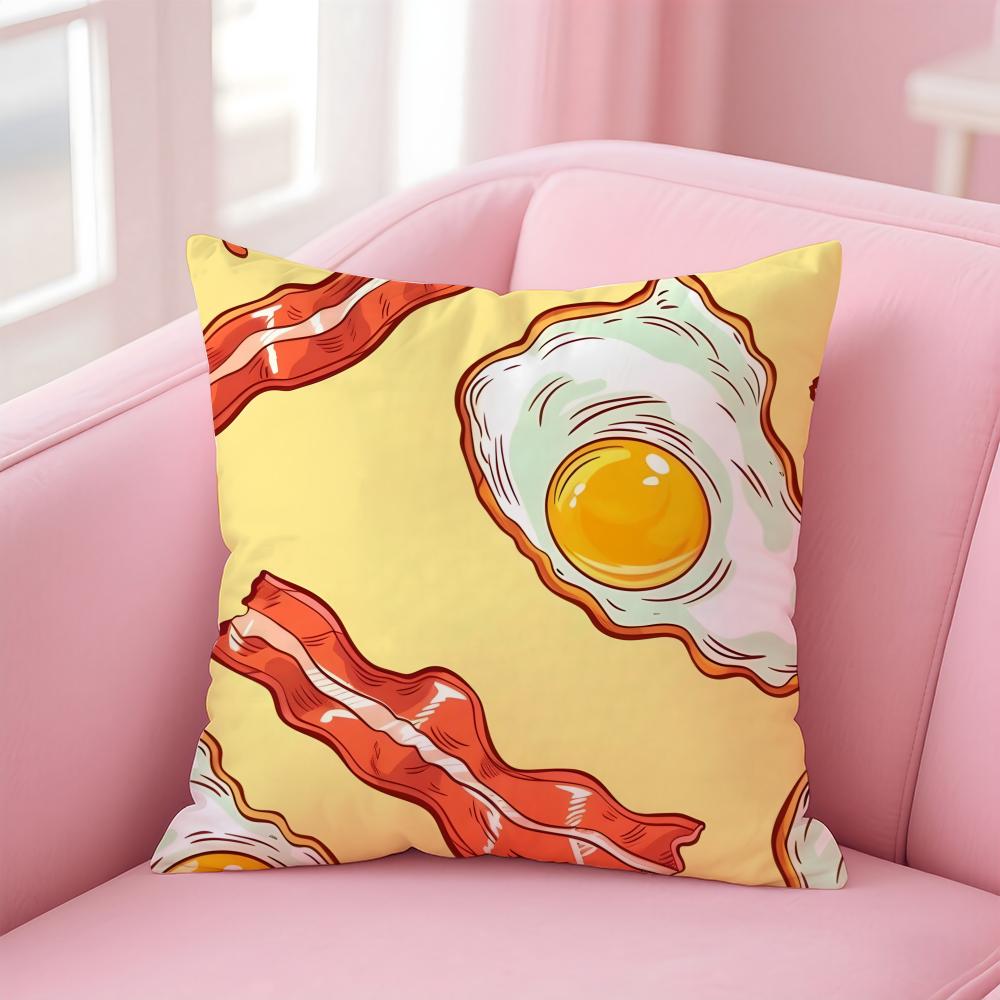 Fashion Food Art Patterns Cushion Cover Pillow Case Soft Friendly Fabric Concealed Zipper