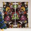 2pcs - Christmas Nightmare pattern printed curtains before Christmas, pole bag curtains, home decoration, room decoration