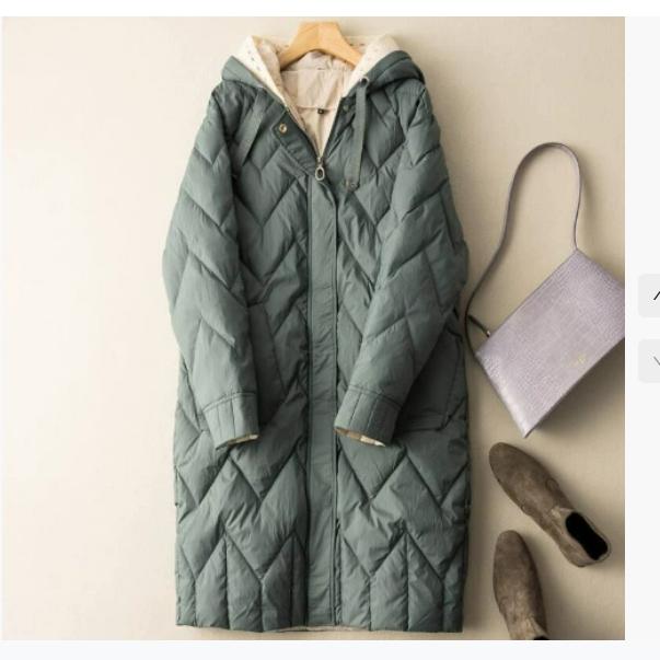 Осень и Зима Свободный Пуховик Женский С Капюшоном Свободный Пуховик Средней Толщины Вязаная Шапка Пух Белой Утки