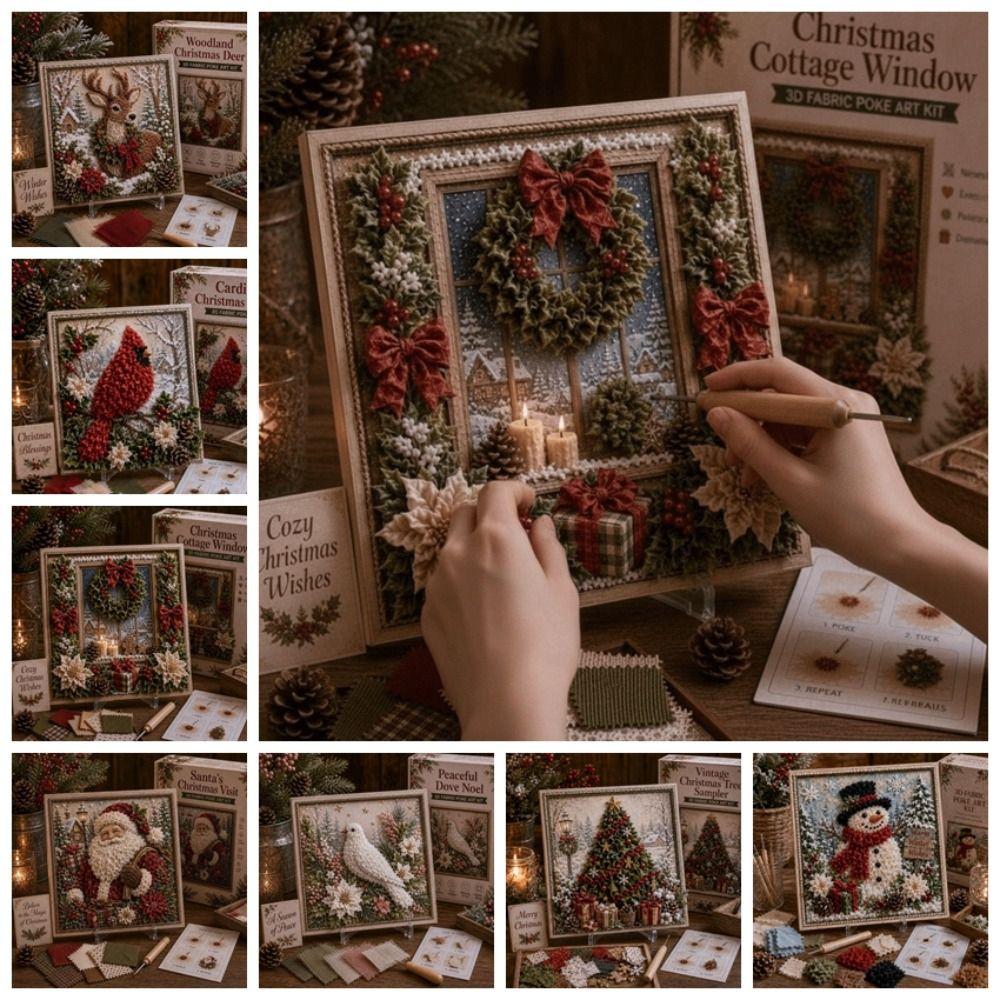 Thick Board Xmas Needle Craft No Sewing 3D Festive Plaque Christmas Poke Art  Craft Lovers