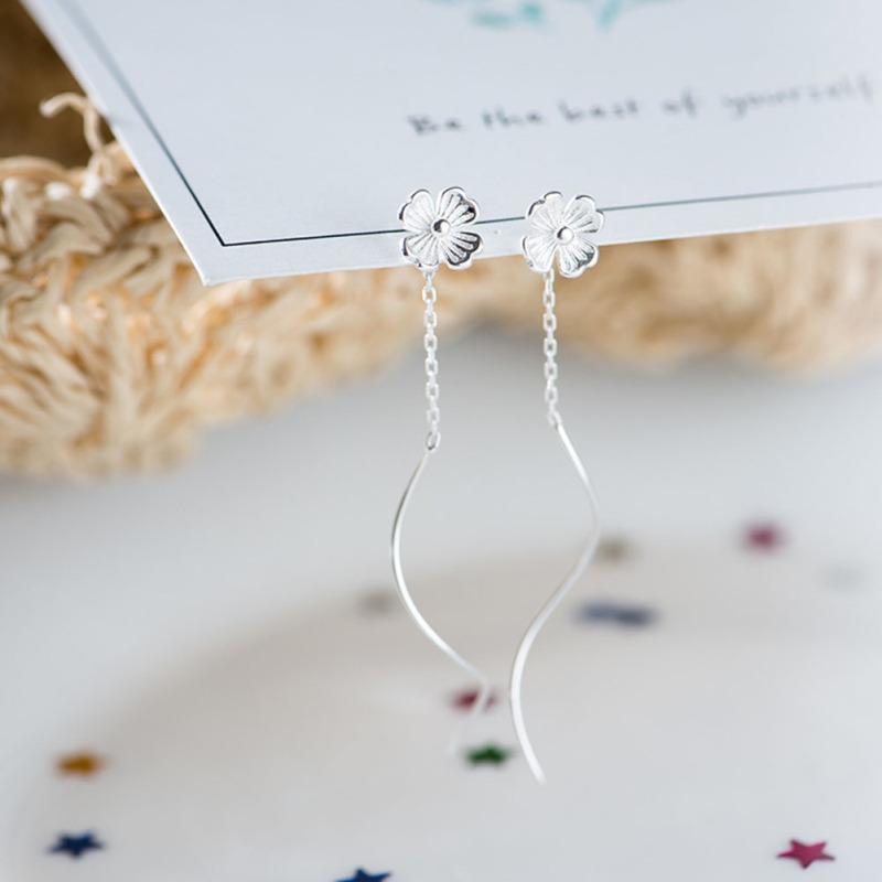 Новый! Женские длинные серебряные серьги с кисточками в корейском стиле, простые универсальные стильные серьги, ювелирные аксессуары