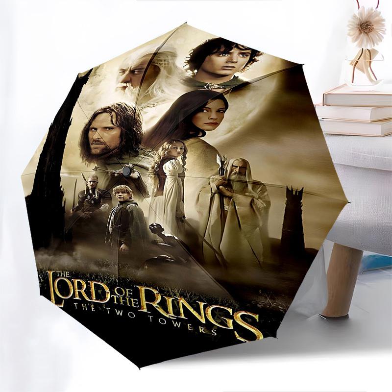 1pc The Lord of the Rings The Two Towers Automatic Folding Umbrella - Compact 8-Rib Design, Durable Plastic & Iron1174L