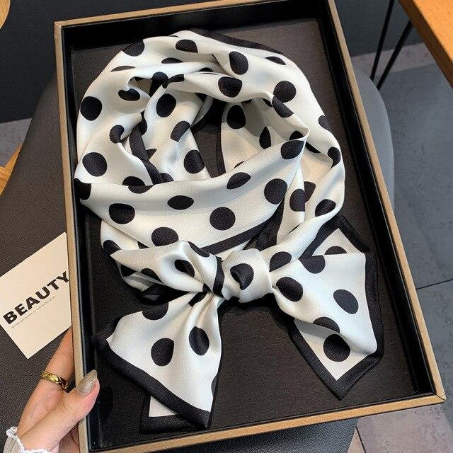 2021 модный шелковый шарф с цветочным принтом, женские длинные шарфы с тонкой шеей, офисная женская шаль, банданы, женская сумка, шарфы для волос, носовой платок