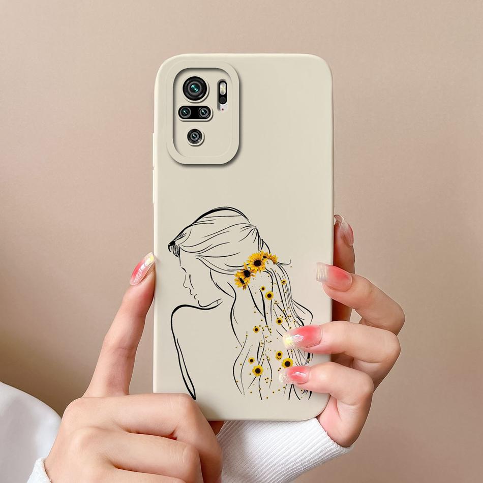 For Redmi Note 10 10T 10S Phone Case Cartoon Liquid Silicone Full Coverage Anti Drop Bumper For Xiaomi Redmi Note10 10 S T Funda