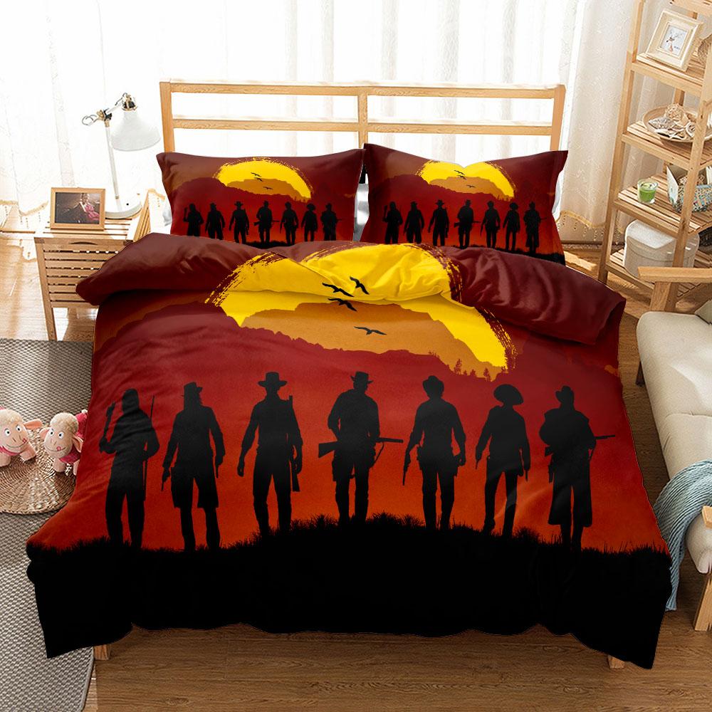 Gunfire Cowboy West Bedding Set Single Twin Double Queen King Cal King Size Bed Linen Set