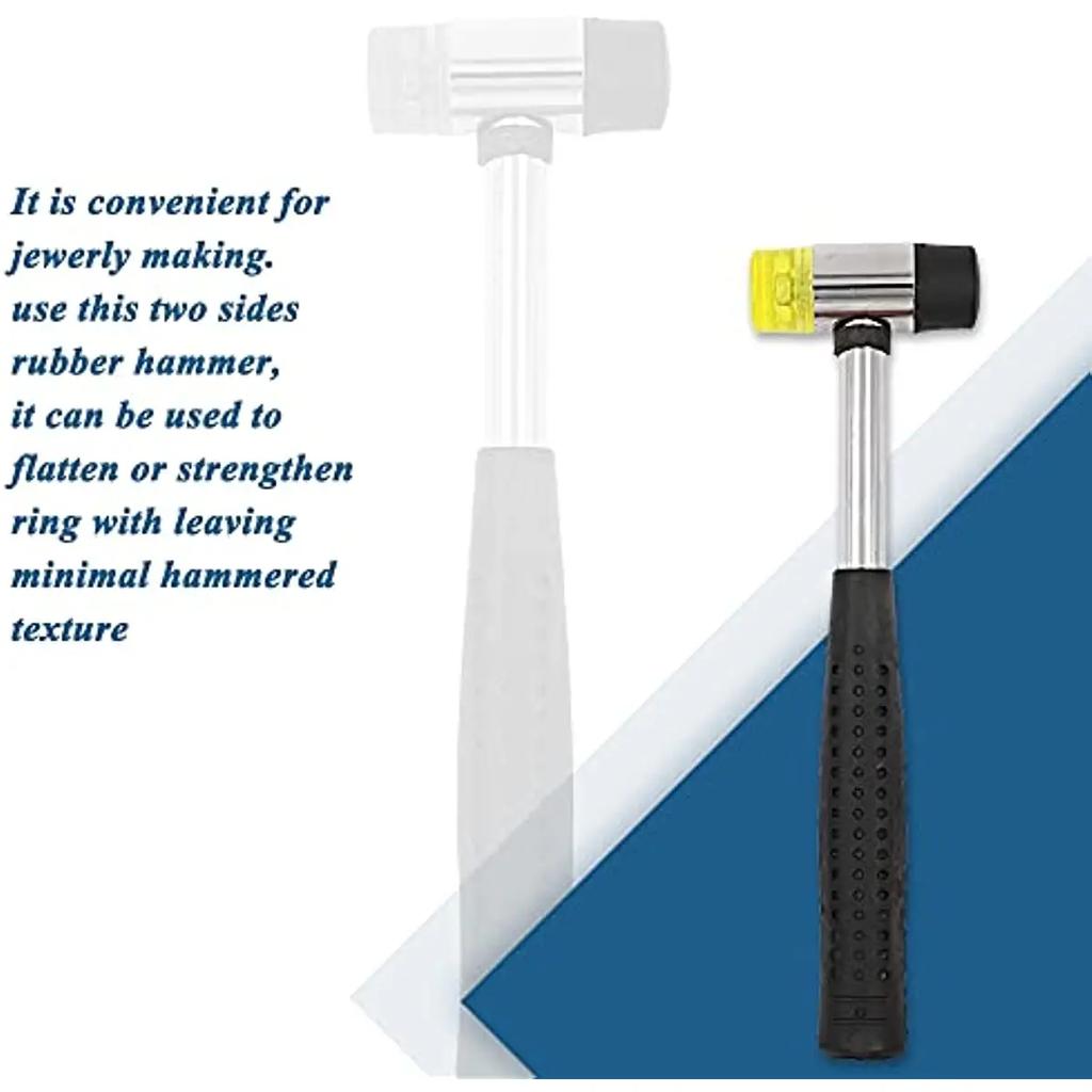 Ювелирный инструмент Двусторонний резиновый молоток и Конус из нержавеющей стали для определения размера колец, Инструмент для увеличения колец