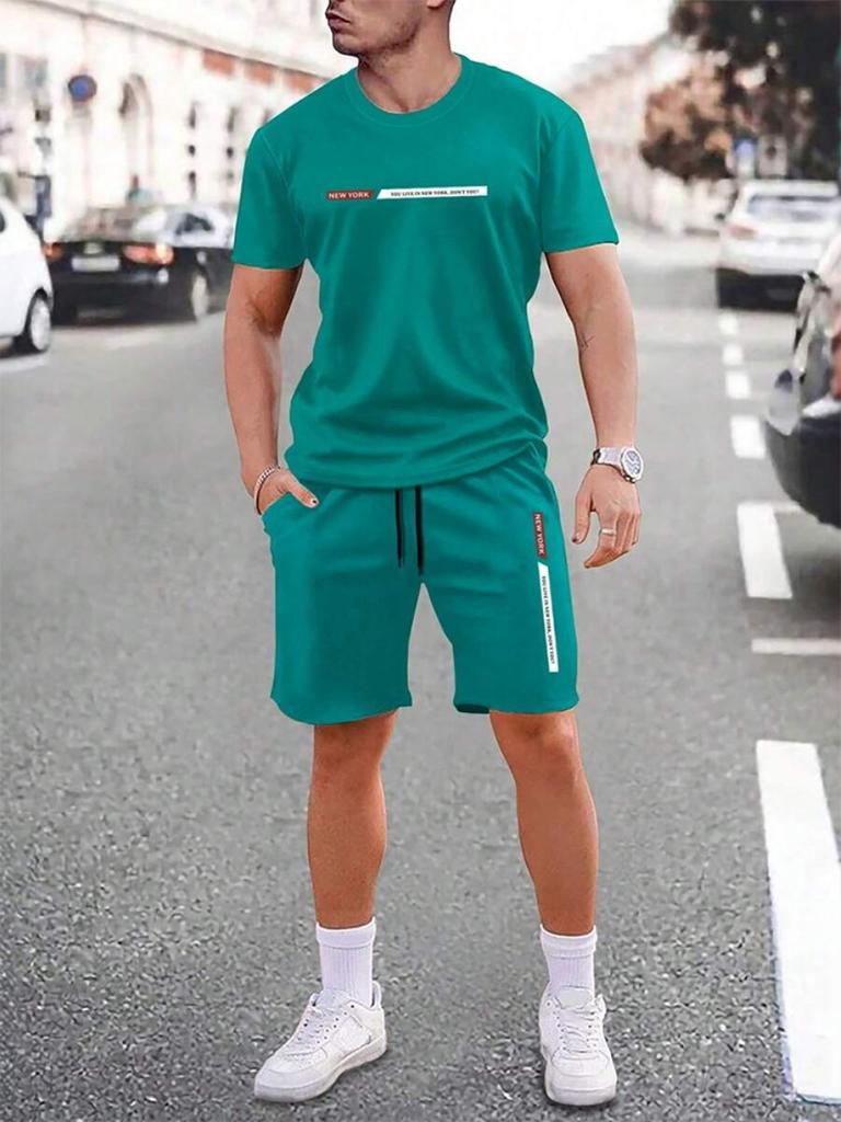 Городской уличный модный тренд 3D-принт мужской костюм с круглым вырезом и коротким рукавом для отдыха на природе Простой топ с круглым вырезом и повседневные и удобные шорты