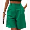 Women's Casual Loose Beach Pants Solid Color Loose High Waist Casual Fifth Pants With Pockets