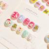 12Pcs False Nails Kids Press On Fake Nails, Cartoon Christmas Cute Pre Glue Full Cover Tips for Children Nail Decoration