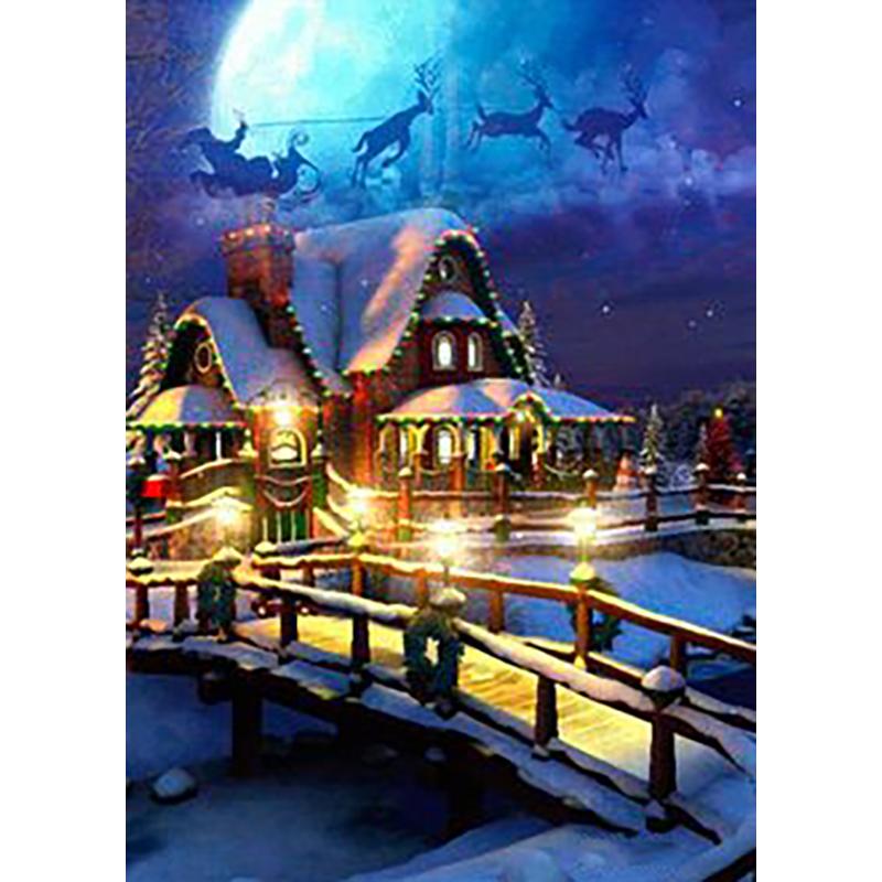5D DIY алмазная живопись Зимний снежный пейзаж Пейзаж Полный Круглый Алмазный подарок Набор для вышивки крестом Мозаика Настенное искусство Домашний декор