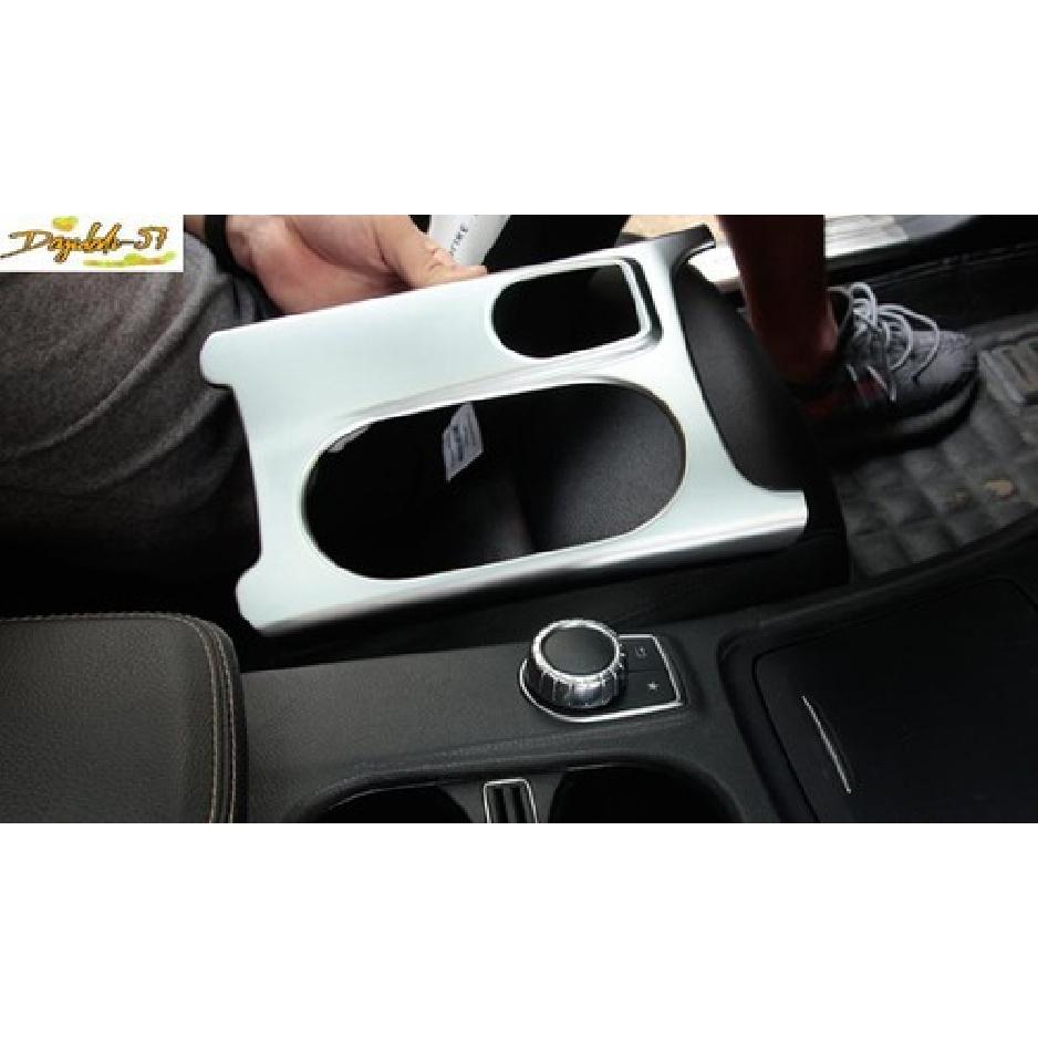 ABS Silver Central Console Water Cup Cover Trim Decor For Benz GLA CLA 2013-