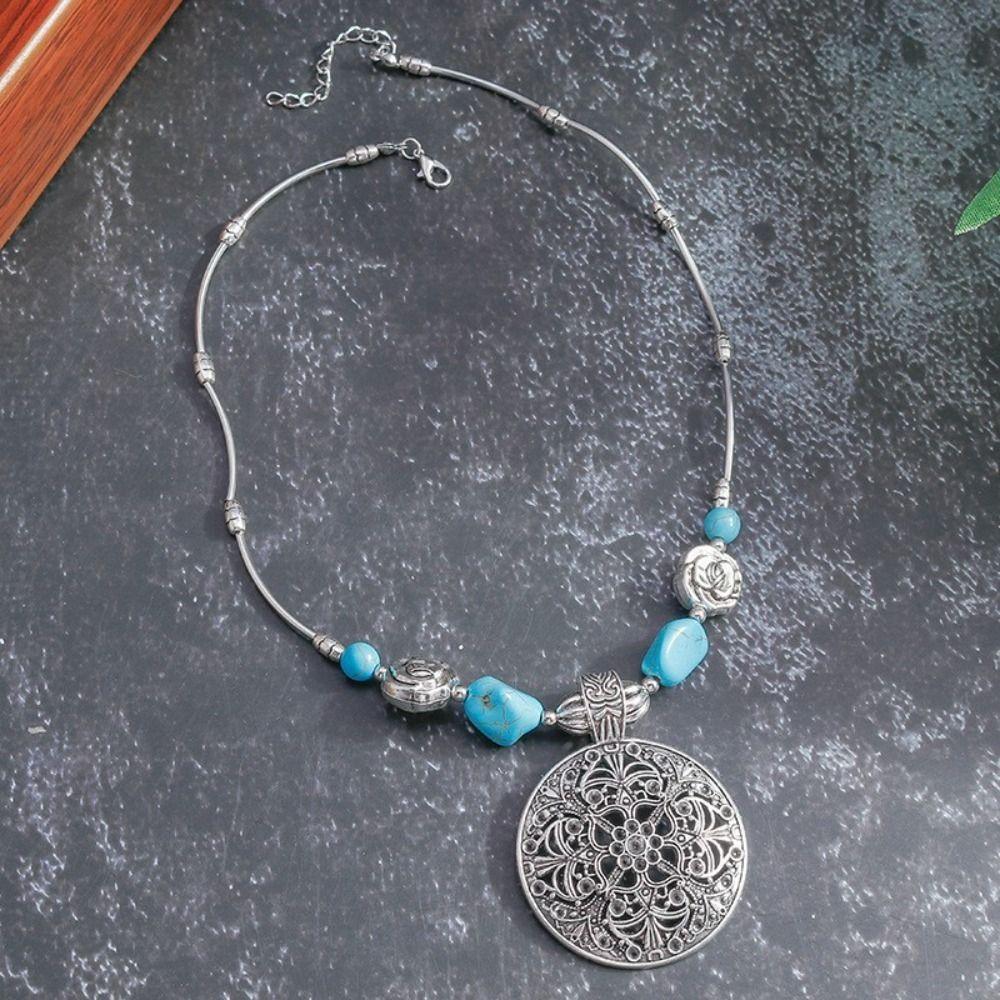 Подвеска-кулон Цветок Камень Бусы Богемия Стиль Чокер Шик Этнический Стиль Ожерелья Девочки