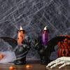 Halloween LED Bat Candle Lamp Flameless Flickering Tabletop Candle Lamp Horror Black Bat Statue Candlestick for Indoor Home Decor