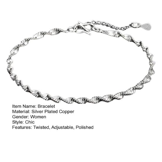 Women Bracelet Twisted Water Wave Adjustable with Extended Length Polished Lightweight Wrist Jewelry Anniversary Gift Lightweight Bangle